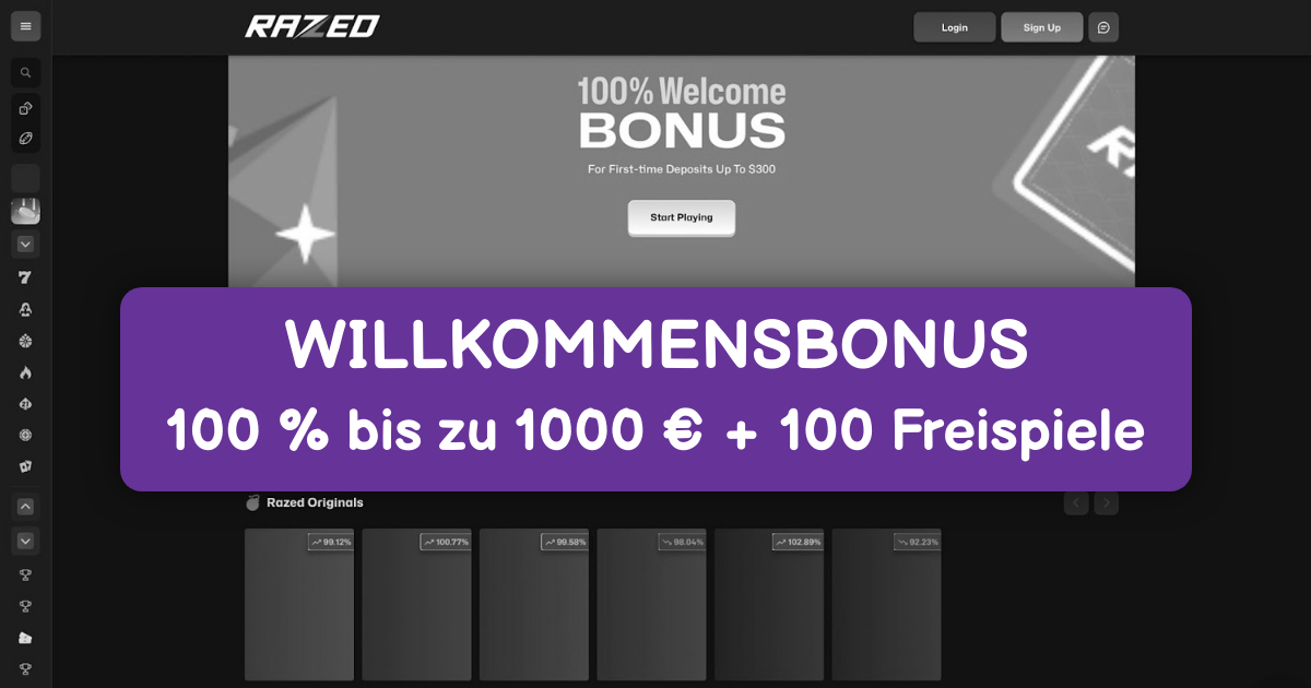 Razed Casino welcome bonus