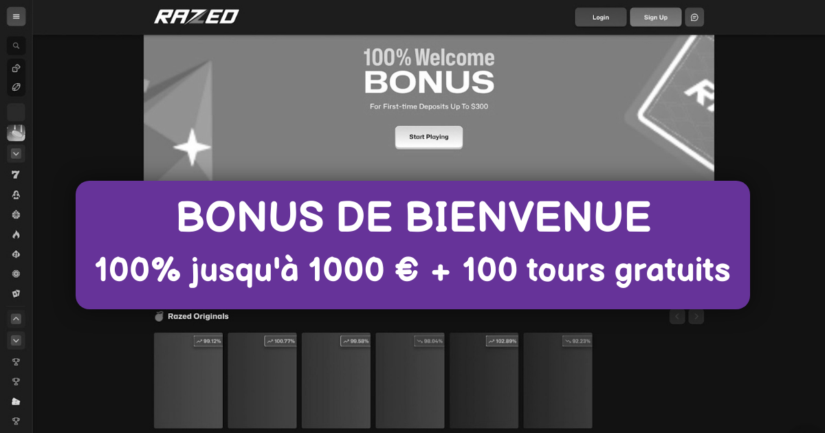 Razed Casino welcome bonus